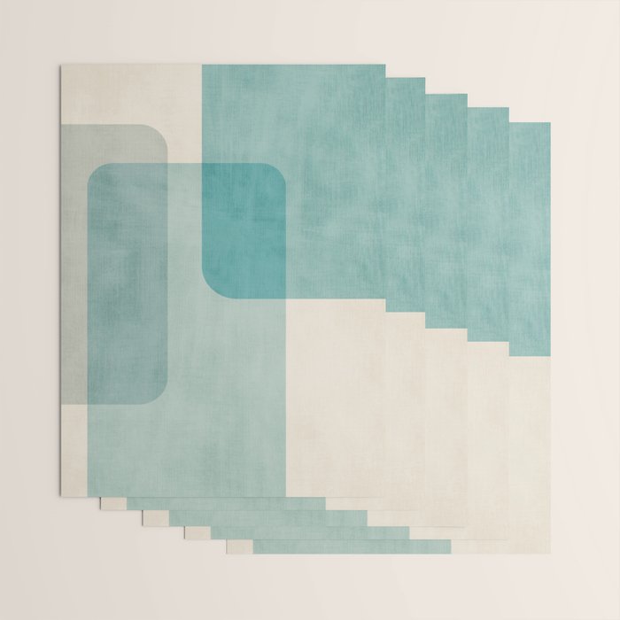 Light Blue Aqua Minimalist Geometric Artwork Wrapping Paper Gallery Image 3