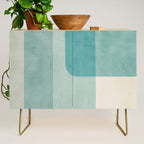 Light Blue Aqua Minimalist Geometric Artwork Credenza Gallery Image 1