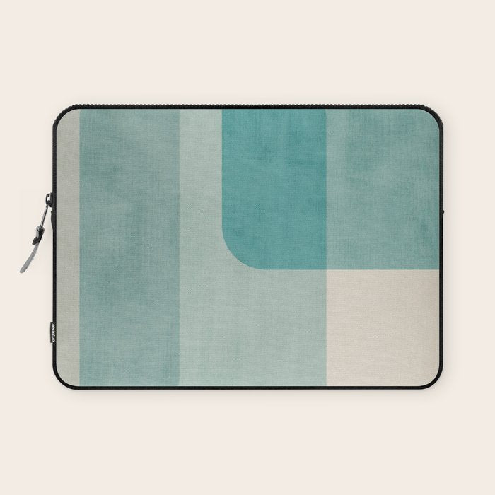 Light Blue Aqua Minimalist Geometric Artwork Laptop Sleeve Gallery Image 1
