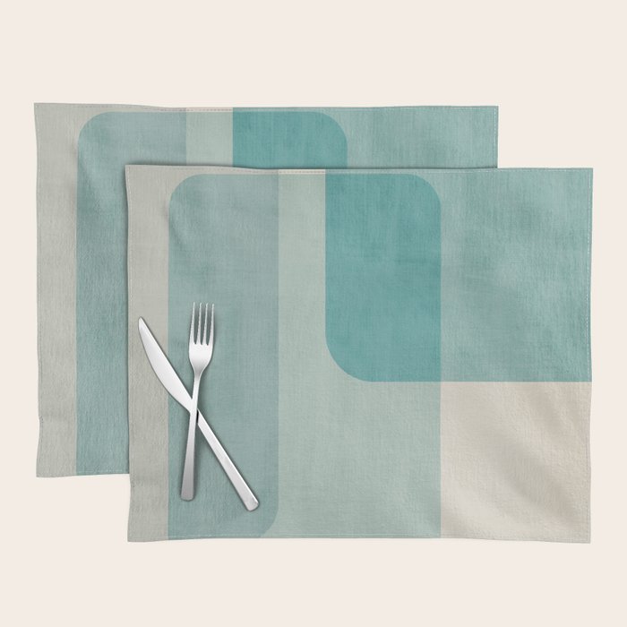 Light Blue Aqua Minimalist Geometric Artwork Placemat Gallery Image 1