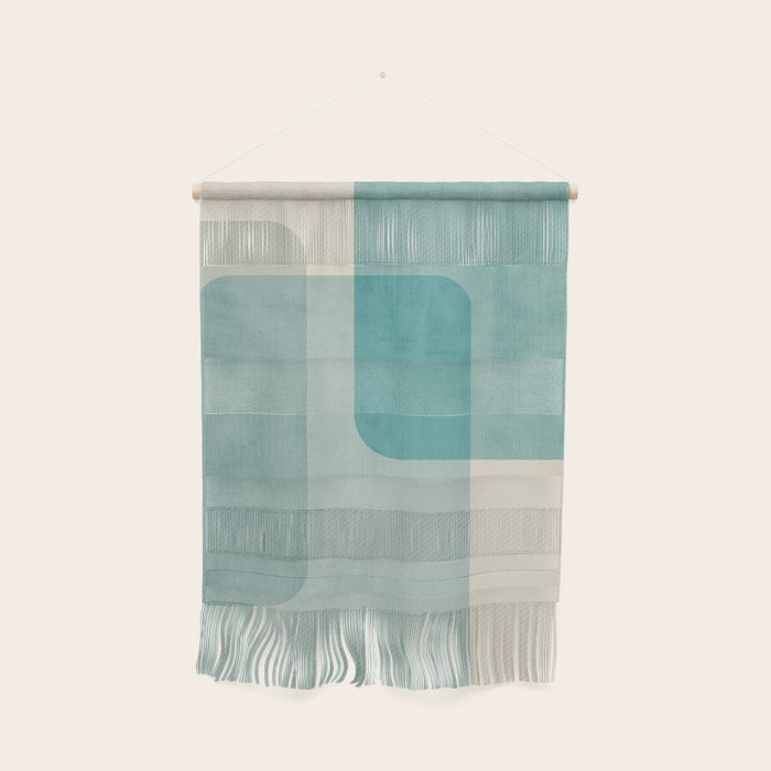 Light Blue Aqua Minimalist Geometric Artwork Wall Hanging Gallery Image 1