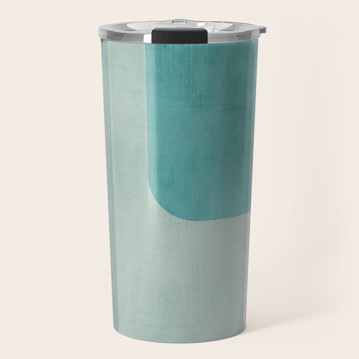 Light Blue Aqua Minimalist Geometric Artwork Travel Mug Gallery Image 1