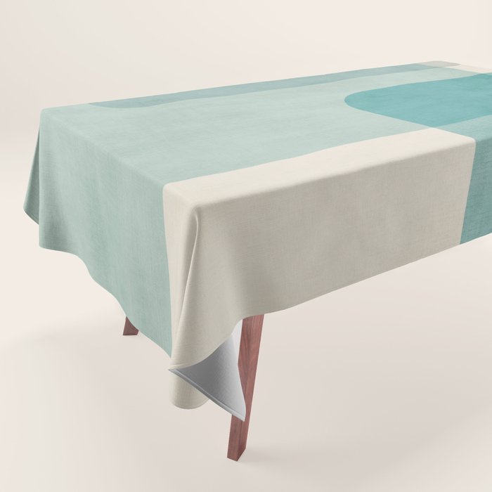 Light Blue Aqua Minimalist Geometric Artwork Tablecloth Gallery Image 1