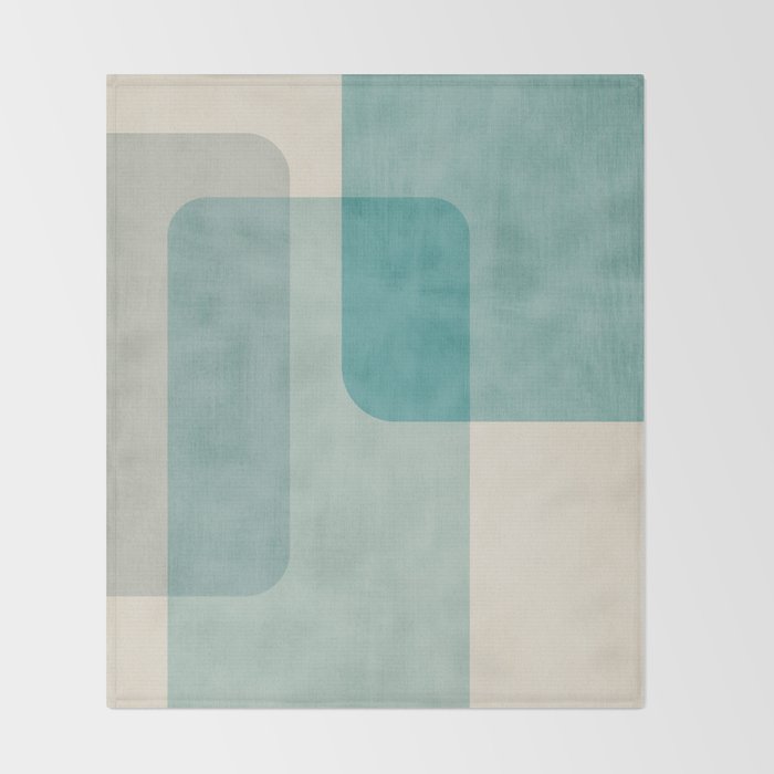 Light Blue Aqua Minimalist Geometric Artwork Throw Blanket Gallery Image 2