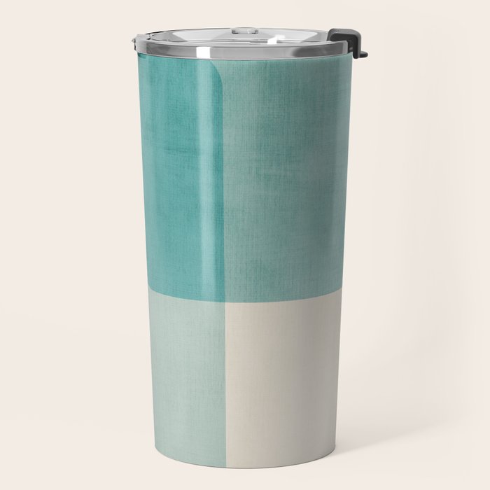 Light Blue Aqua Minimalist Geometric Artwork Travel Mug Gallery Image 2