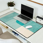Light Blue Aqua Minimalist Geometric Artwork Desk Mat Gallery Image 2