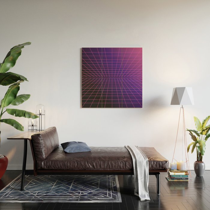 Outrun Grid / 80s Retro Wood Wall Art Gallery Image 2