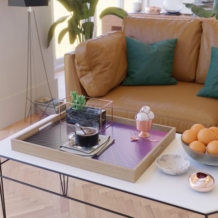 Outrun Grid / 80s Retro Serving Tray Gallery Image 2