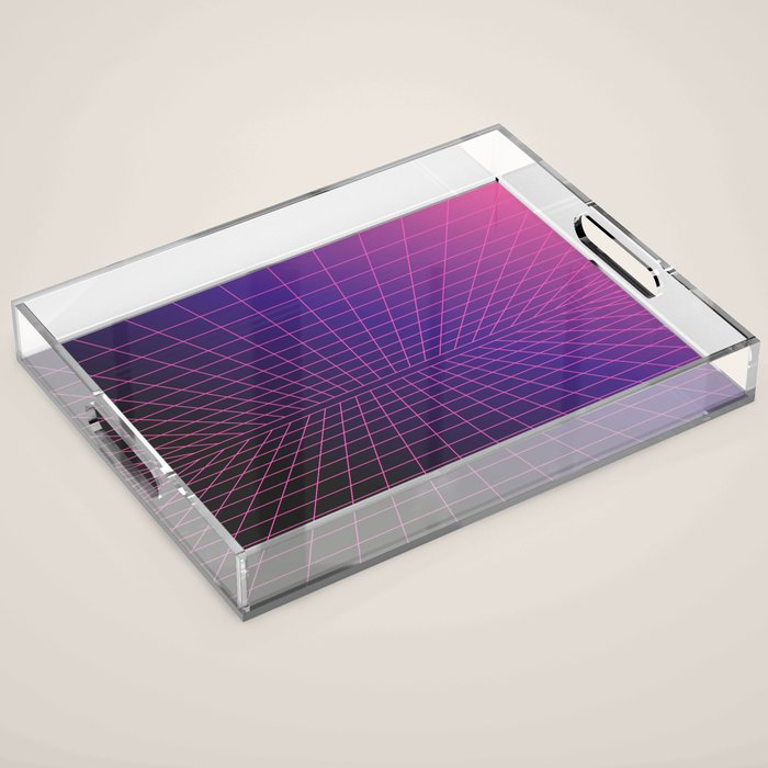 Outrun Grid / 80s Retro Acrylic Tray Gallery Image 1