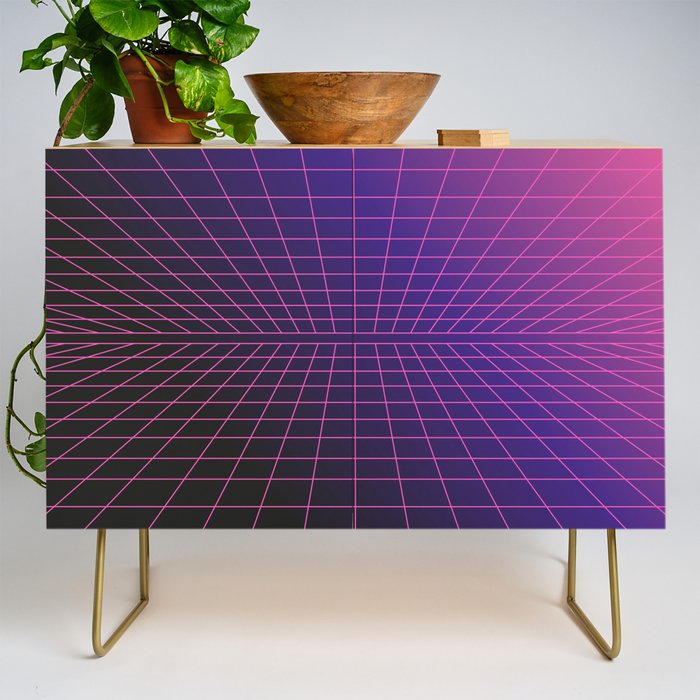 Outrun Grid / 80s Retro Credenza Gallery Image 1