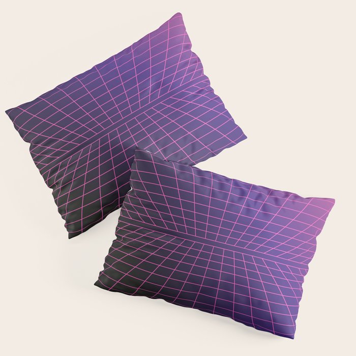 Outrun Grid / 80s Retro Pillow Sham Gallery Image 1