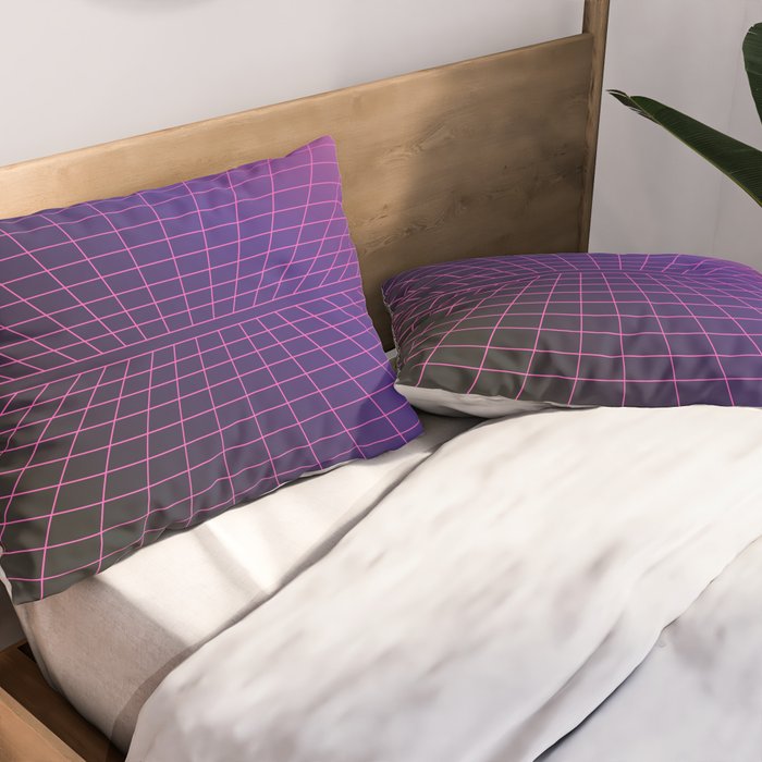 Outrun Grid / 80s Retro Pillow Sham Gallery Image 2