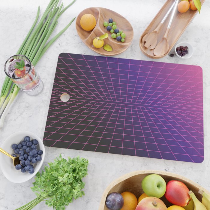 Outrun Grid / 80s Retro Cutting Board Gallery Image 2