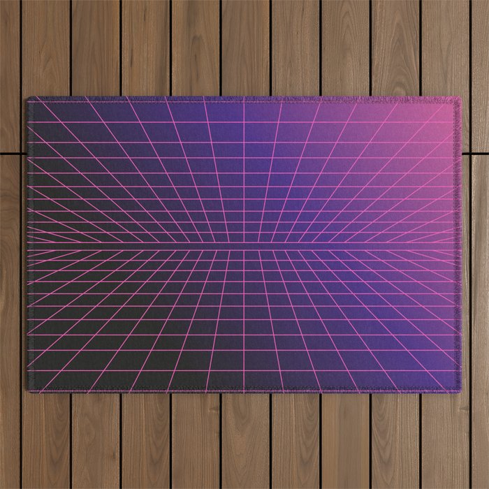 Outrun Grid / 80s Retro Outdoor Rug Gallery Image 1