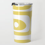 Piquet Mid Century Modern Abstract Pattern in Retro Yellow and White Travel Mug Gallery Image 3