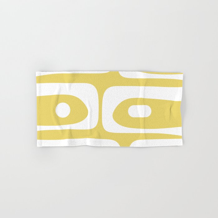 Piquet Mid Century Modern Abstract Pattern in Retro Yellow and White Bath Towel Gallery Image 1