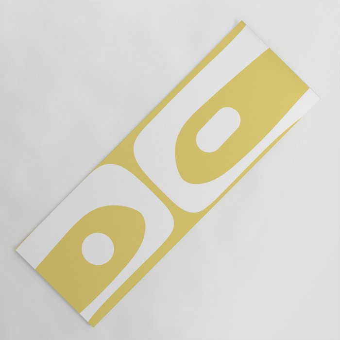 Piquet Mid Century Modern Abstract Pattern in Retro Yellow and White Yoga Mat Gallery Image 1