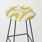 Piquet Mid Century Modern Abstract Pattern in Retro Yellow and White Stool Gallery Image 2