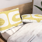 Piquet Mid Century Modern Abstract Pattern in Retro Yellow and White Pillow Sham Gallery Image 2