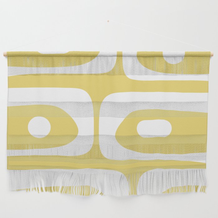 Piquet Mid Century Modern Abstract Pattern in Retro Yellow and White Wall Hanging Gallery Image 1