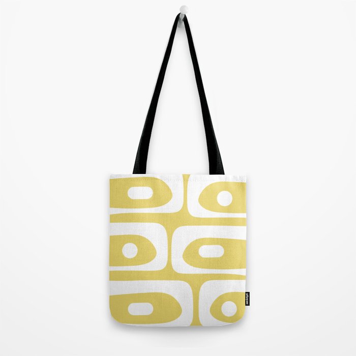 Piquet Mid Century Modern Abstract Pattern in Retro Yellow and White Tote Bag Gallery Image 2