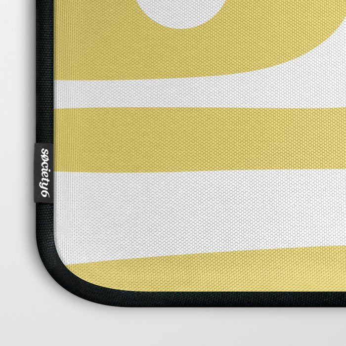 Piquet Mid Century Modern Abstract Pattern in Retro Yellow and White Laptop Sleeve Gallery Image 3