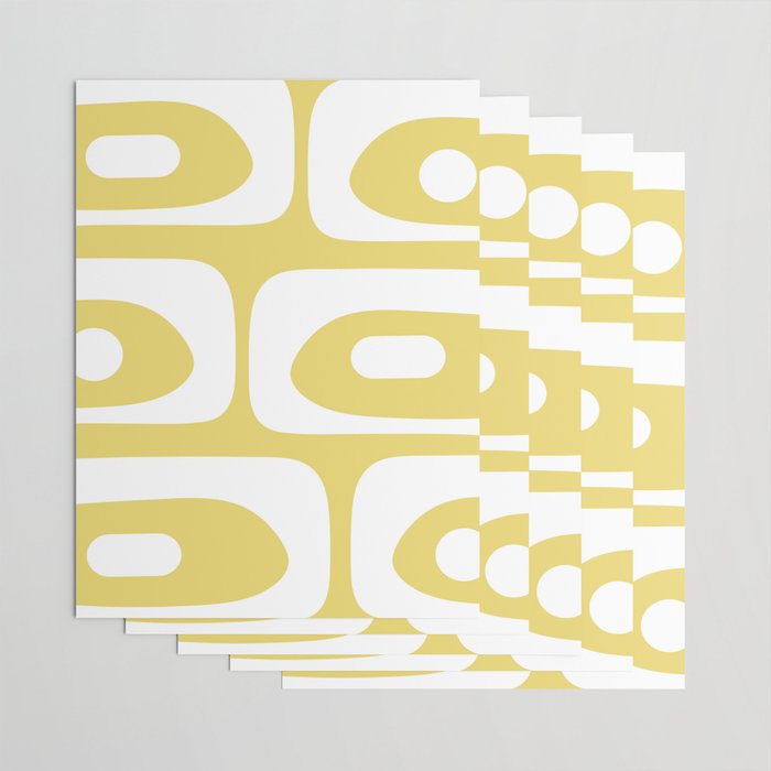 Piquet Mid Century Modern Abstract Pattern in Retro Yellow and White Wrapping Paper Gallery Image 3