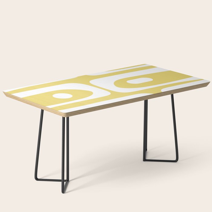 Piquet Mid Century Modern Abstract Pattern in Retro Yellow and White Coffee Table Gallery Image 1