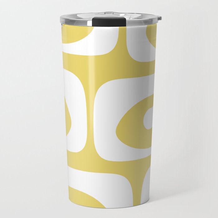 Piquet Mid Century Modern Abstract Pattern in Retro Yellow and White Travel Mug Gallery Image 1