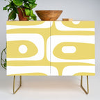 Piquet Mid Century Modern Abstract Pattern in Retro Yellow and White Credenza Gallery Image 1