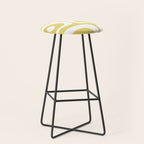 Piquet Mid Century Modern Abstract Pattern in Retro Yellow and White Stool Gallery Image 1