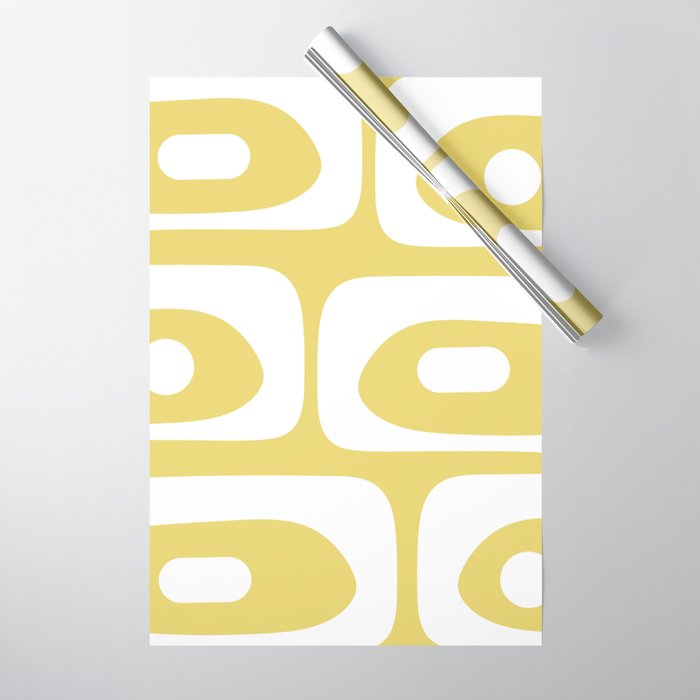 Piquet Mid Century Modern Abstract Pattern in Retro Yellow and White Wrapping Paper Gallery Image 1