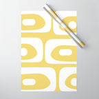 Piquet Mid Century Modern Abstract Pattern in Retro Yellow and White Wrapping Paper Gallery Image 1