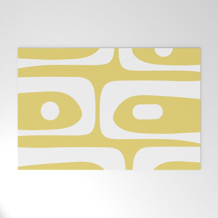 Piquet Mid Century Modern Abstract Pattern in Retro Yellow and White Welcome Mat Gallery Image 1