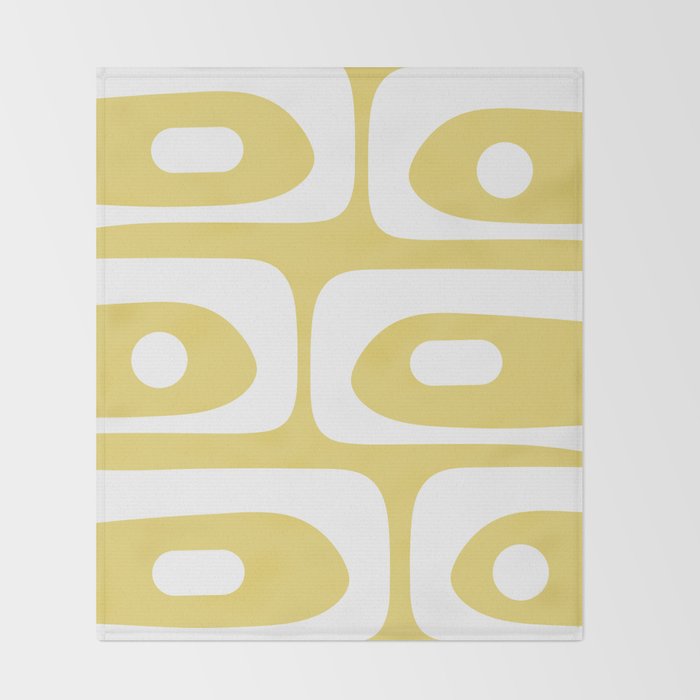 Piquet Mid Century Modern Abstract Pattern in Retro Yellow and White Throw Blanket Gallery Image 2
