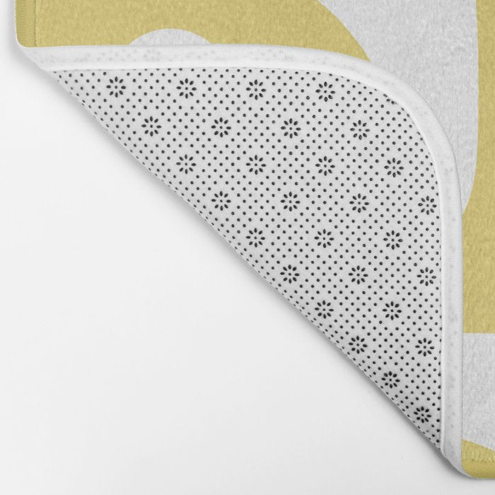 Piquet Mid Century Modern Abstract Pattern in Retro Yellow and White Bath Mat Gallery Image 2