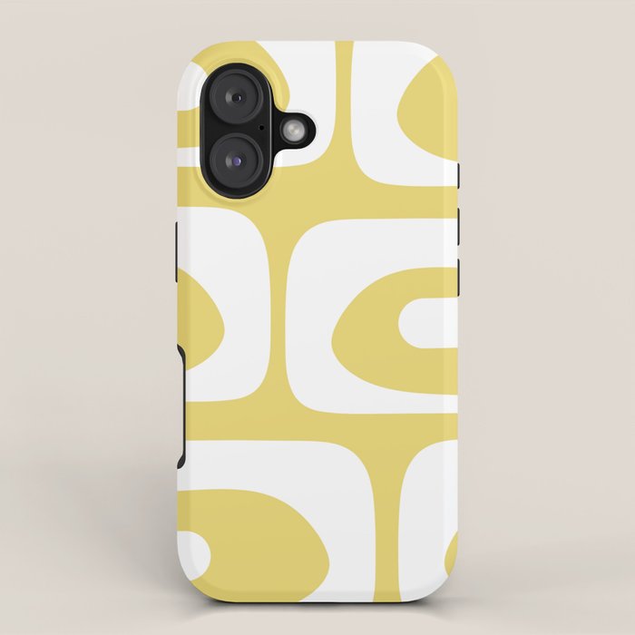 Piquet Mid Century Modern Abstract Pattern in Retro Yellow and White iPhone Case Gallery Image 1