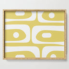 Piquet Mid Century Modern Abstract Pattern in Retro Yellow and White Serving Tray Gallery Image 1