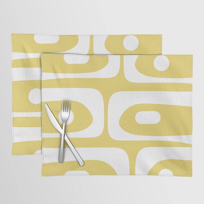 Piquet Mid Century Modern Abstract Pattern in Retro Yellow and White Placemat Gallery Image 1