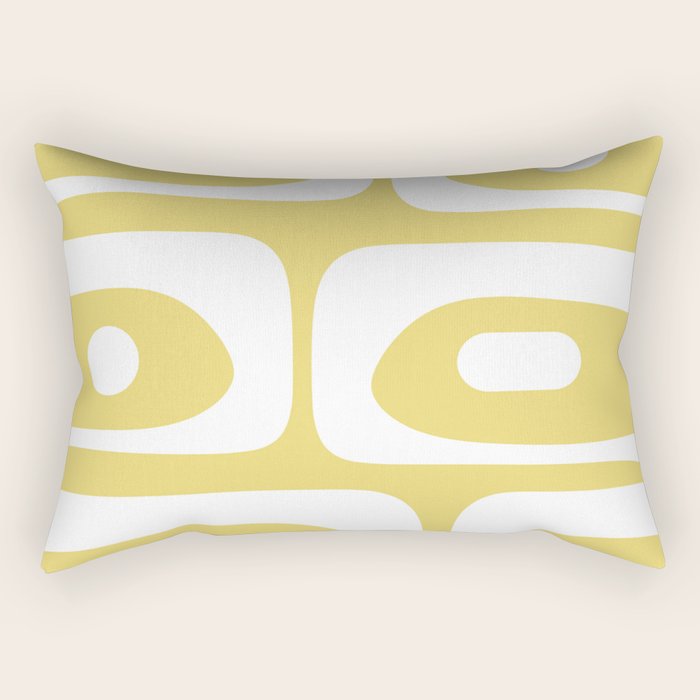 Piquet Mid Century Modern Abstract Pattern in Retro Yellow and White Rectangular Pillow Gallery Image 2