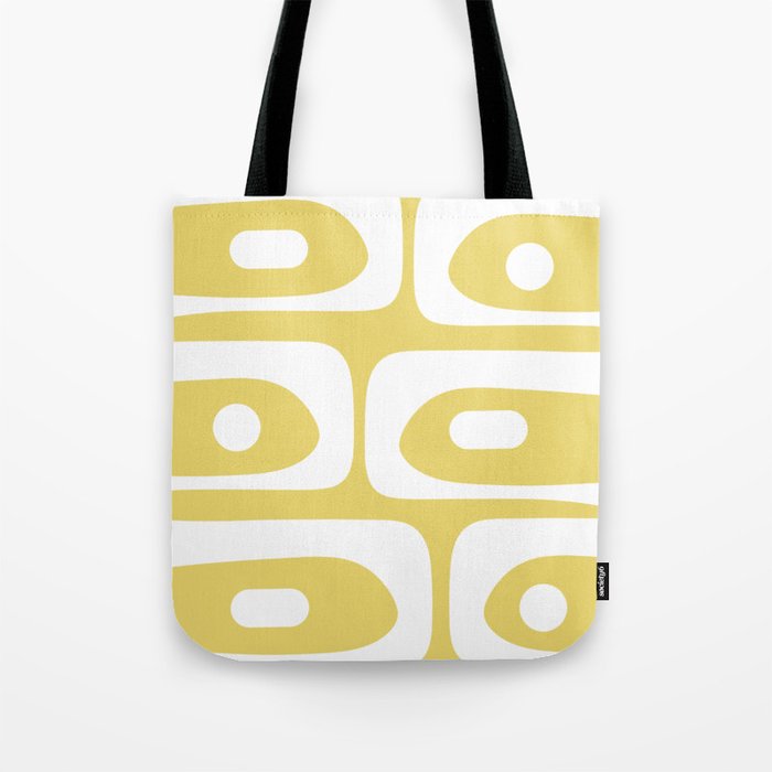 Piquet Mid Century Modern Abstract Pattern in Retro Yellow and White Tote Bag Gallery Image 1