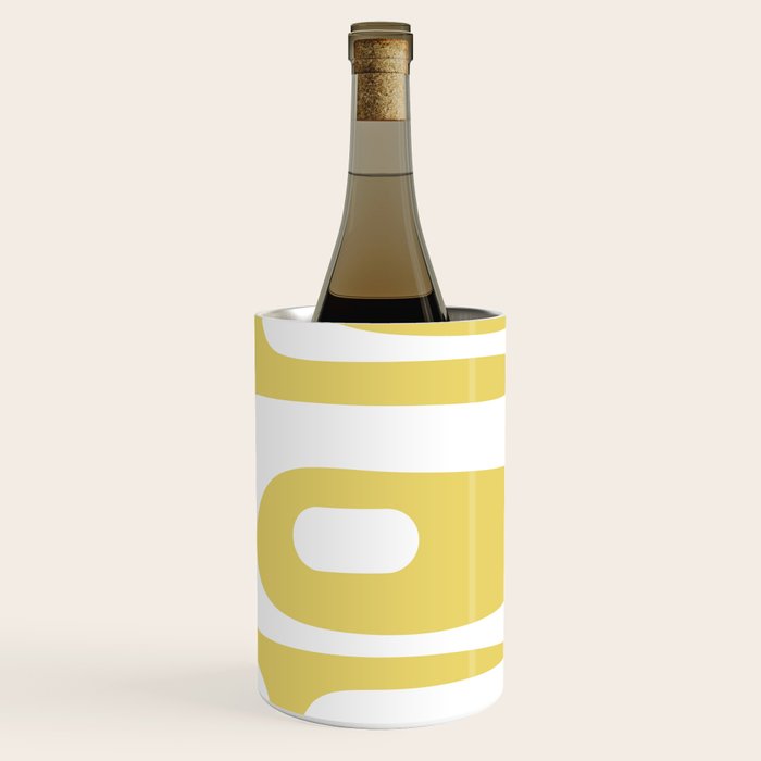 Piquet Mid Century Modern Abstract Pattern in Retro Yellow and White Wine Chiller Gallery Image 3