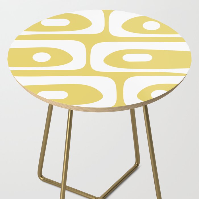 Piquet Mid Century Modern Abstract Pattern in Retro Yellow and White Side Table Gallery Image 2