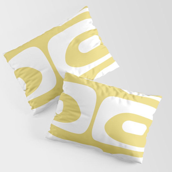 Piquet Mid Century Modern Abstract Pattern in Retro Yellow and White Pillow Sham Gallery Image 3