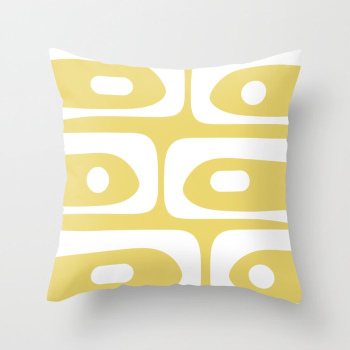 Piquet Mid Century Modern Abstract Pattern in Retro Yellow and White Throw Pillow Gallery Image 6
