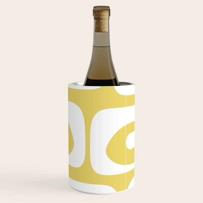 Piquet Mid Century Modern Abstract Pattern in Retro Yellow and White Wine Chiller Gallery Image 1