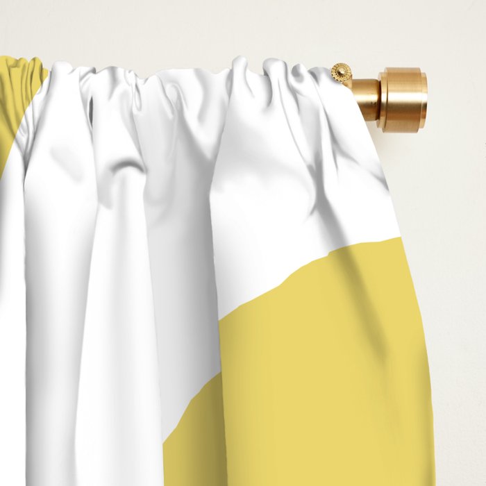 Piquet Mid Century Modern Abstract Pattern in Retro Yellow and White Window Curtain Gallery Image 2