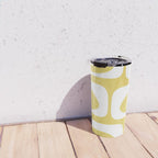 Piquet Mid Century Modern Abstract Pattern in Retro Yellow and White Travel Mug Gallery Image 4