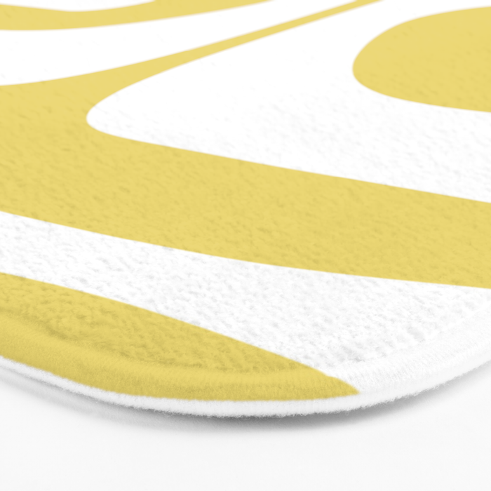 Piquet Mid Century Modern Abstract Pattern in Retro Yellow and White Bath Mat Gallery Image 3