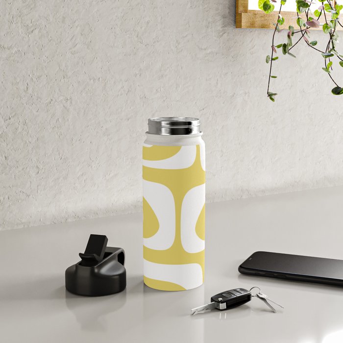 Piquet Mid Century Modern Abstract Pattern in Retro Yellow and White Water Bottle Gallery Image 4